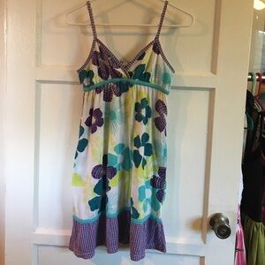 roxy spaghetti strap dress flowers floral M empire